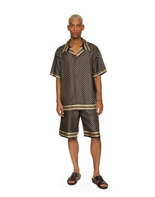 SILK TWILL JOGGING SHORTS WITH DG LOGO PRINT