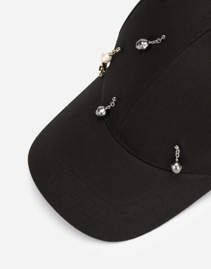 BASEBALL CAP WITH PEARLS AND DG PENDANTS