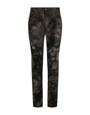 MARBLED SLIM FIT STRETCH JEANS