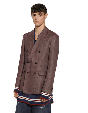 DOUBLE-BREASTED LINEN-BLEND TAORMINA-FIT JACKET