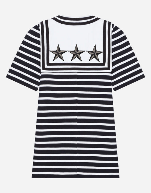 SHORT INTERLOCK DRESS WITH STAR PATCH EMBELLISHMENT