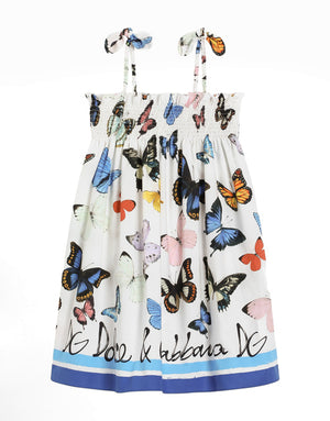POPLIN DRESS WITH BUTTERFLY PRINT