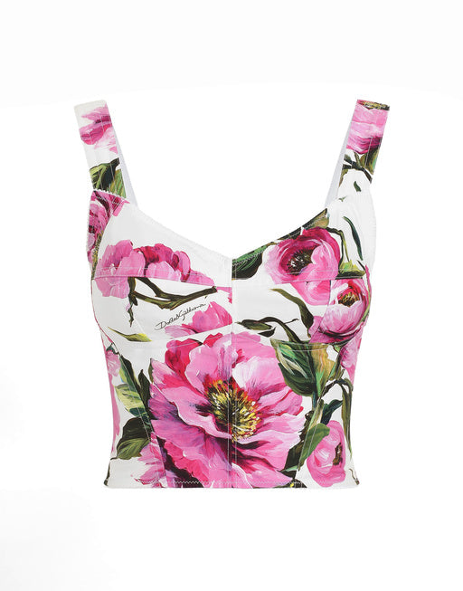 COTTON CORSET TOP WITH PEONY PRINT