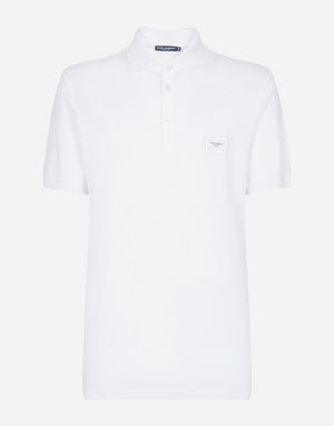 COTTON PIQUÉ POLO-SHIRT WITH BRANDED TAG
