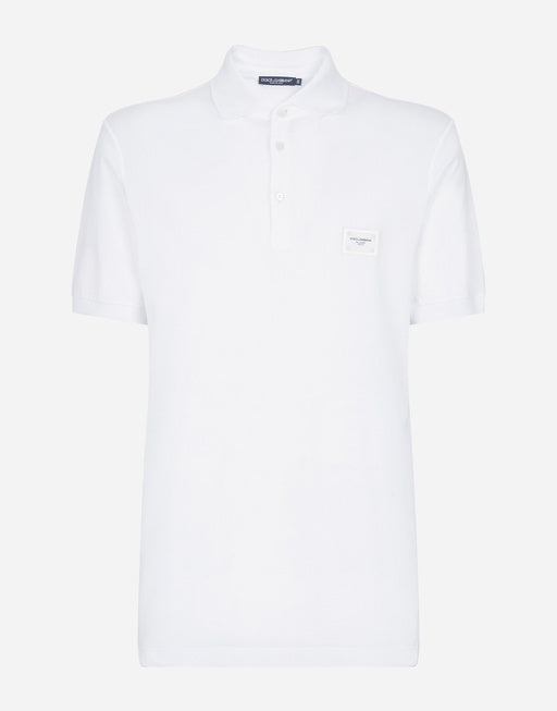 COTTON PIQUÉ POLO-SHIRT WITH BRANDED TAG
