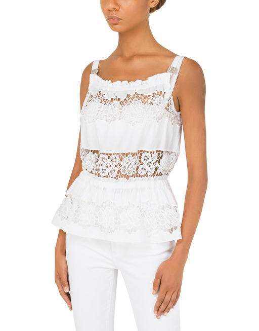 POPLIN TOP WITH OPENWORK EMBROIDERY