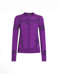 WOOL CARDIGAN WITH LACE