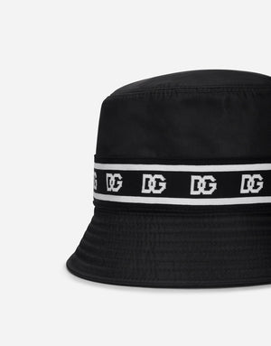 NYLON BUCKET HAT WITH BRANDED-BAND PRINT