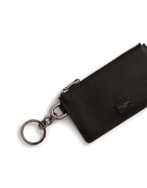 DAUPHINE CALFSKIN CARD HOLDER WITH RING BRANDED PLATE