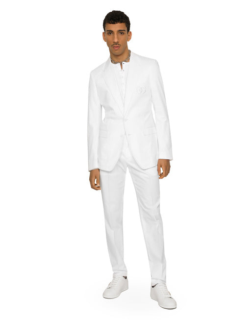 SINGLE-BREASTED COTTON TAORMINA JACKET WITH DG PATCH