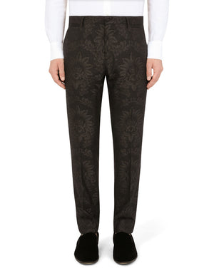 JACQUARD SICILIA-FIT SUIT WITH SATIN PIPING