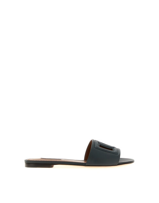 CALFSKIN SLIDES WITH DG MILLENNIALS LOGO