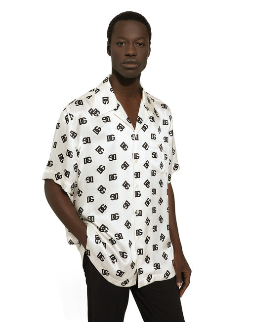 SILK HAWAIIAN SHIRT WITH DG MONOGRAM PRINT