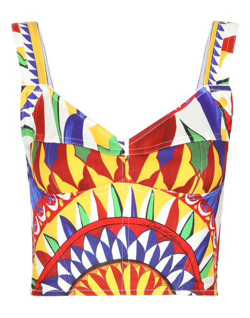 CARRETTO-PRINT CHARMEUSE BUSTIER TOP