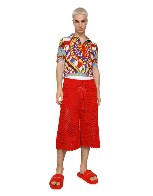3D SILK JACQUARD POLO-SHIRT WITH CARRETTO PRINT