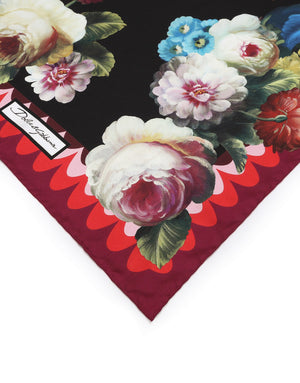 TWILL SCARF WITH VINTAGE ROSE PRINT (70 X 70)