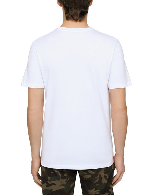 COTTON T-SHIRT WITH CAMOUFLAGE PRINT HEART
