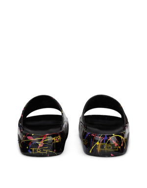 BEACHWEAR SLIDERS WITH COLOR SPLASH PRINT