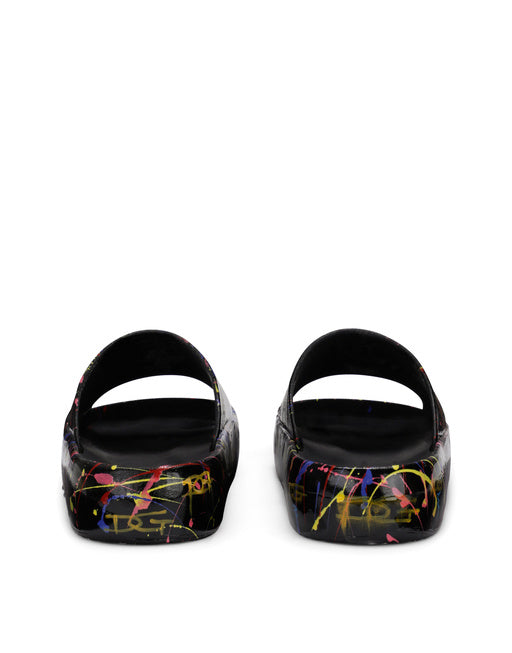 BEACHWEAR SLIDERS WITH COLOR SPLASH PRINT