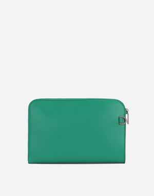 SMALL CALFSKIN POUCH WITH RAISED LOGO
