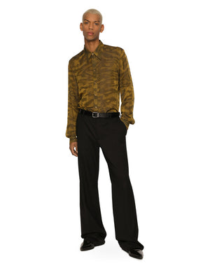 SILK JACQUARD MARTINI-FIT SHIRT WITH DG LOGO AND TIGERS