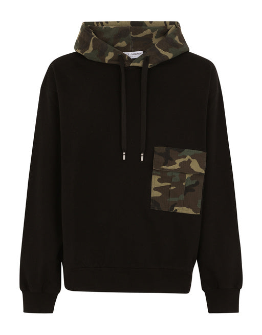 JERSEY HOODIE WITH CAMOUFLAGE DETAILS