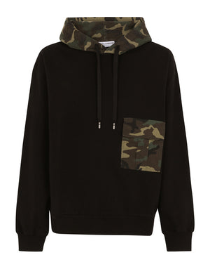 JERSEY HOODIE WITH CAMOUFLAGE DETAILS