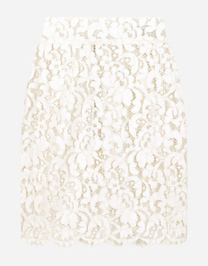 LAMINATED LACE MINISKIRT