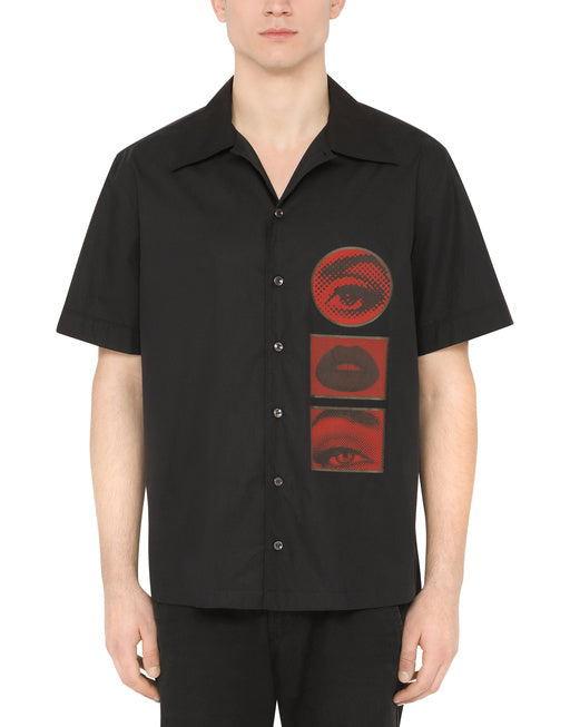 COTTON HAWAIIAN SHIRT WITH PATCH