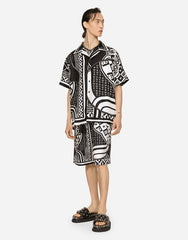 BANDANNA-PRINT SILK HAWAIIAN SHIRT