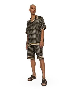 SILK TWILL JOGGING SHORTS WITH DG LOGO PRINT