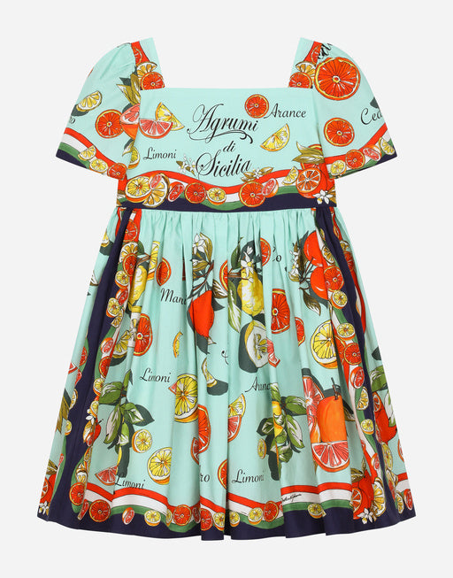 CITRUS-PRINT POPLIN MIDI DRESS