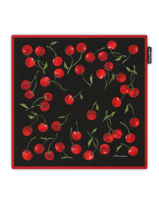 CHERRY-PRINT TWILL SCARF (50X50)