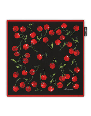 CHERRY-PRINT TWILL SCARF (50X50)