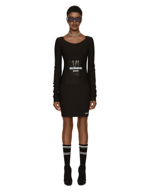 LONG-SLEEVED SPANDEX JERSEY MIDI DRESS DGVIB3