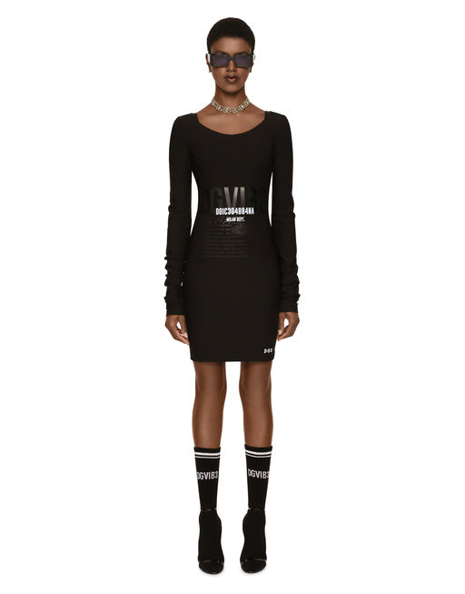 LONG-SLEEVED SPANDEX JERSEY MIDI DRESS DGVIB3