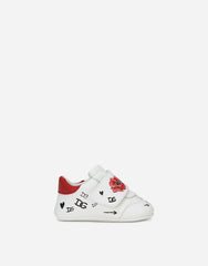 NAPPA LEATHER NEWBORN SNEAKERS WITH POPPY PRINT