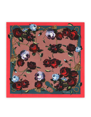 TWILL SCARF WITH VINTAGE ROSE PRINT (70 X 70)
