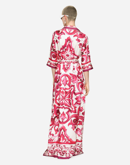 SILK TWILL ROBE WITH MAJOLICA PRINT