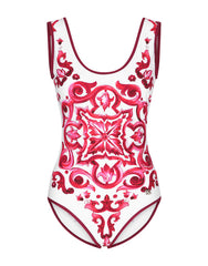 MAJOLICA-PRINT RACING SWIMSUIT