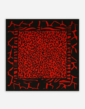 LEOPARD-PRINT TWILL SCARF (90 X 90)