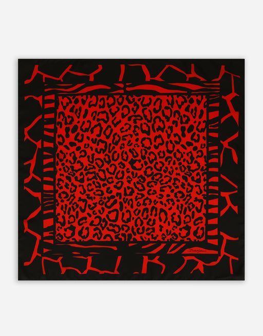 LEOPARD-PRINT TWILL SCARF (90 X 90)