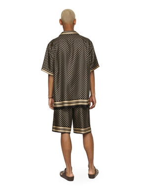 SILK TWILL JOGGING SHORTS WITH DG LOGO PRINT