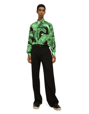 MARTINI-FIT SHIRT IN BANANA-TREE-PRINT COTTON
