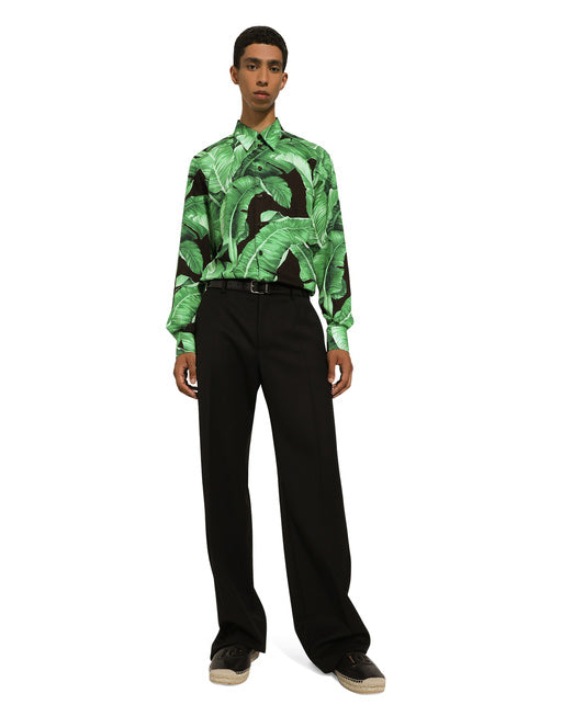 MARTINI-FIT SHIRT IN BANANA-TREE-PRINT COTTON