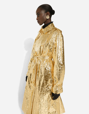 FOILED FABRIC TRENCH COAT