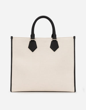 CANVAS SHOPPER WITH CALFSKIN NAPPA DETAILS