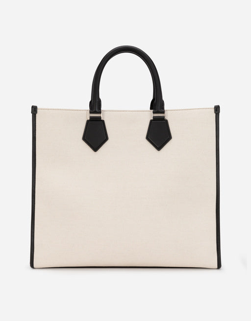 CANVAS SHOPPER WITH CALFSKIN NAPPA DETAILS