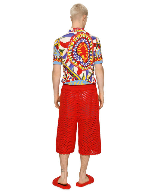3D SILK JACQUARD POLO-SHIRT WITH CARRETTO PRINT