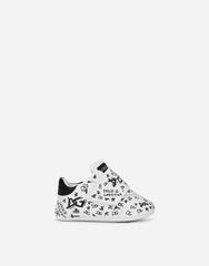 GRAFFITI-PRINT NAPPA LEATHER SNEAKERS